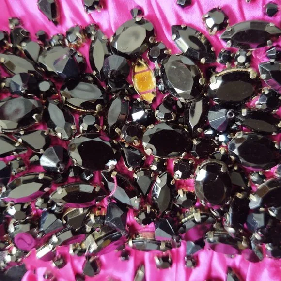 Final Chance Sale Sherri Hill Beaded Strapless Black Fuchia Tulle Dress - Picture 5 of 15